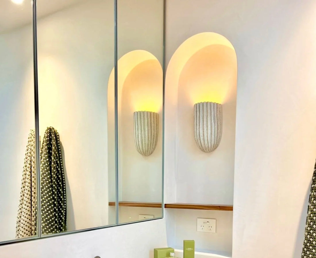 Custom ceramic wall sconce for The Surf House Build