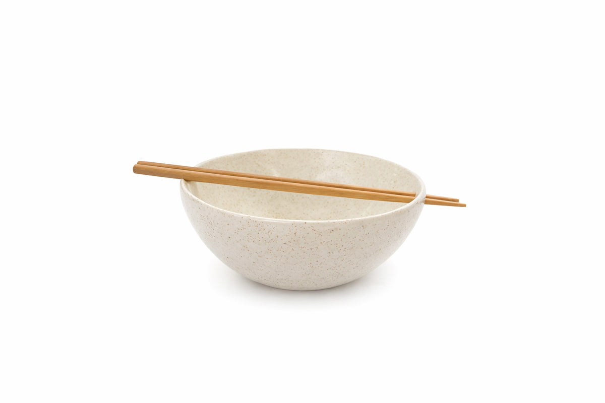 Handmade Ceramic Noodle Bowl Large · White Speckle